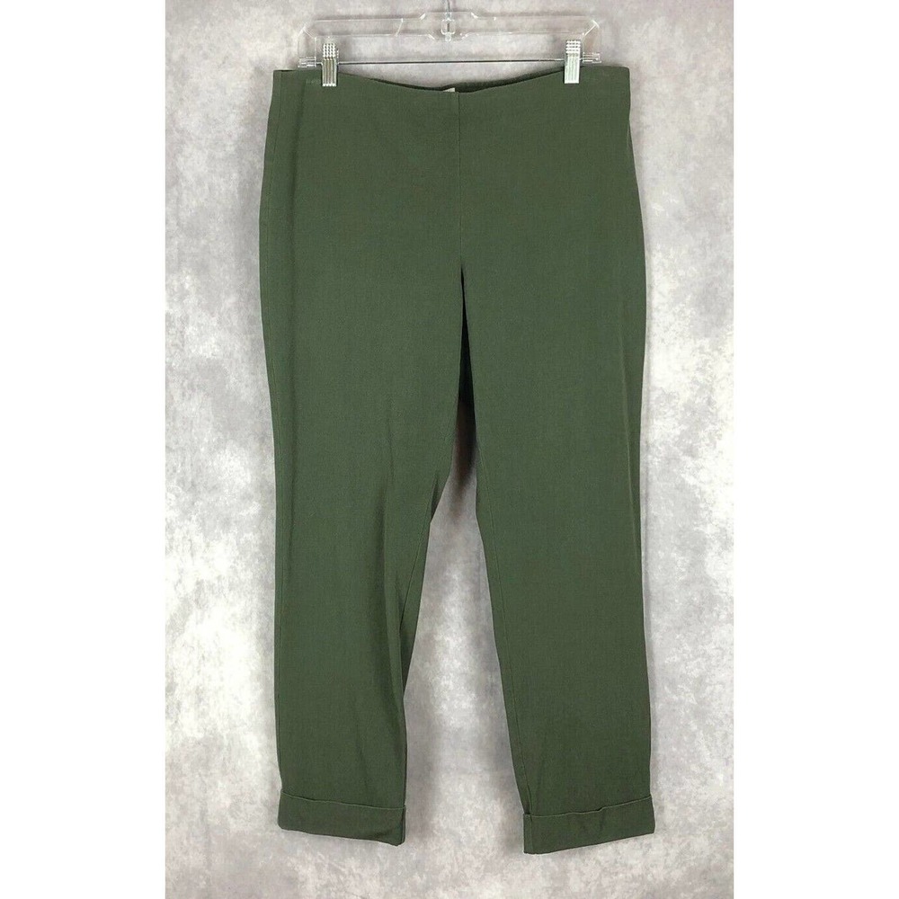 J. Jill Pants Womens 12 Green Khaki Premium Bi-Stretch Cuffed Pull On‎ Stretch